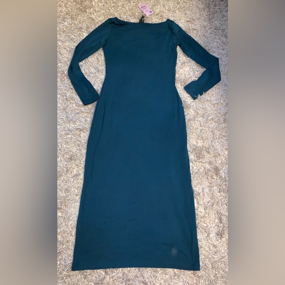 Wild Fable Teal Long Sleeve Boat neck Cotton Dress size XS NWT